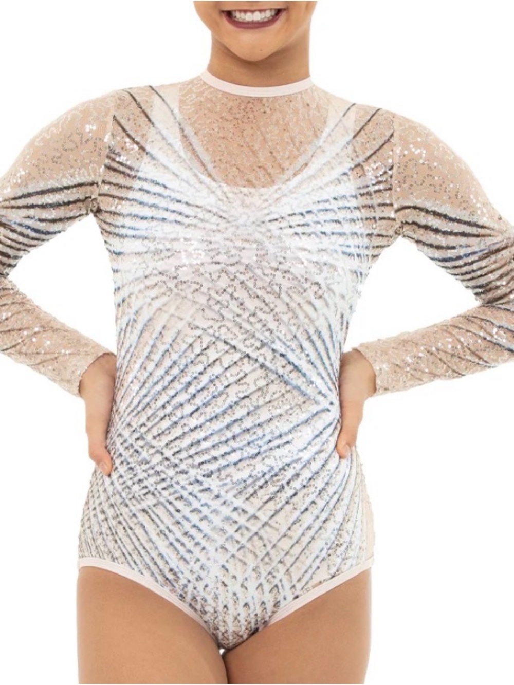 NWT Alexandra Collection Starburst Geometric Sequin Leotard Dance Sz Adult Small - Picture 7 of 7